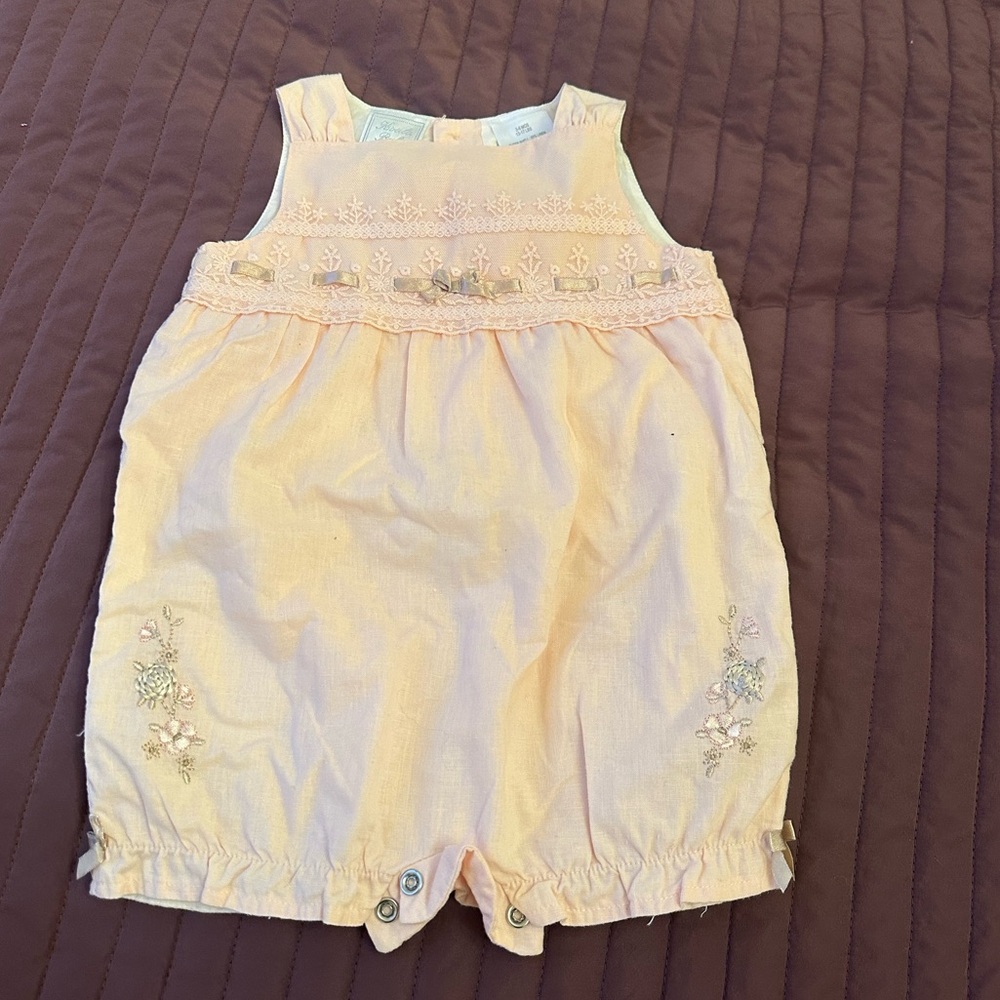 Koala Baby boutique Embroidered Baby Romper in Light Pink